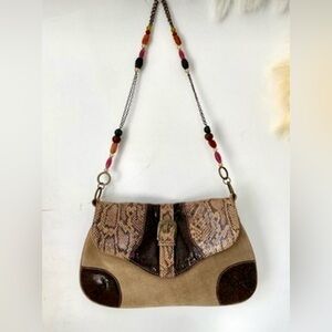 Spiegel, Suede and Snakeskin leather Shoulder Bag, EUC